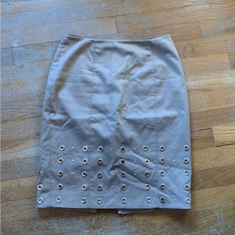 White House Black Market Tan Grommet Skirt 0